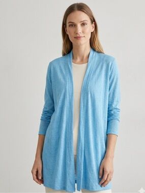 J.Jill 100% Linen Cardigan – Size Small | Coastal Grandma Chic | Light‑Layer
